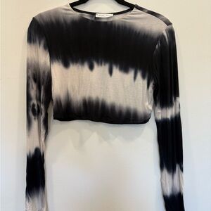 Cider Black and Gray Tie-Dye Crop Top